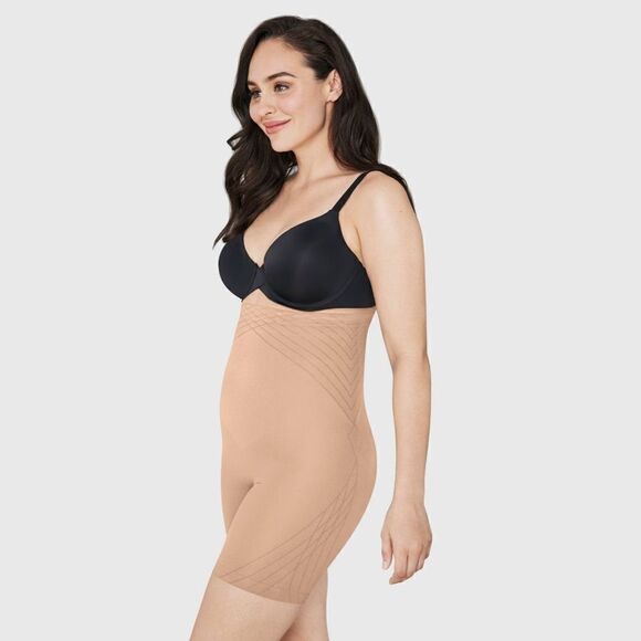 Maidenform NWT Self Expressions Women's Seamless High-Waist Thigh Slimmer Tan M - Picture 3 of 6